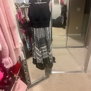 Handkerchief Asymmetrical Black and White Dress